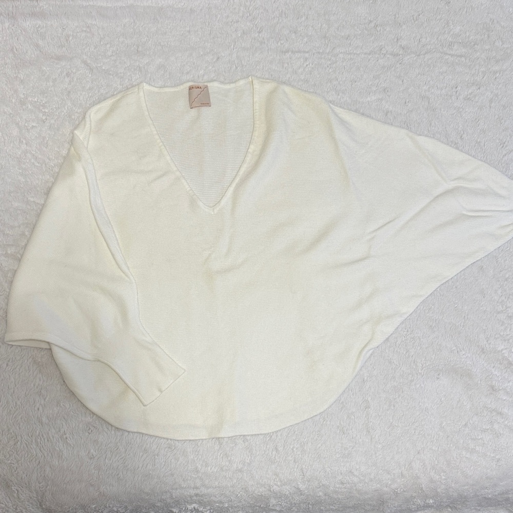 Kerisma Cream V-Neck Oversized Knit Poncho